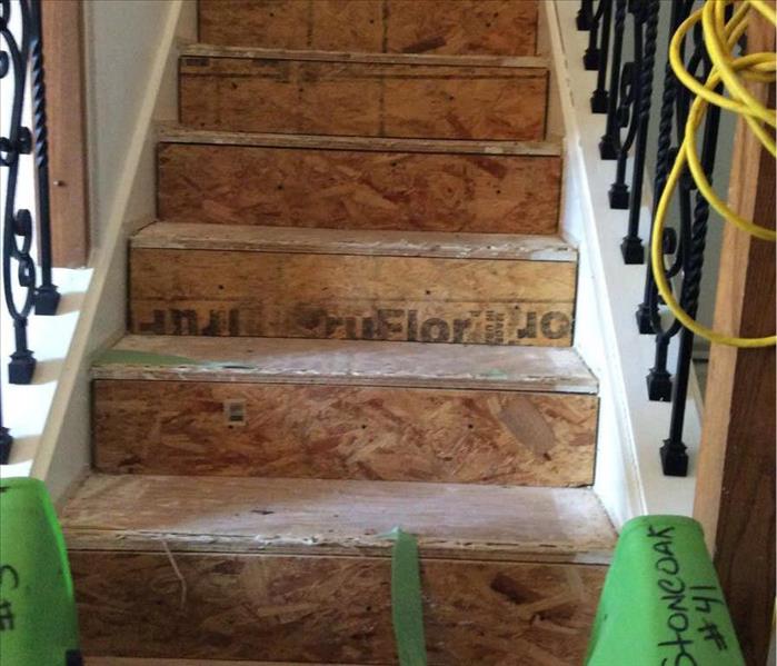 Carpet on stairs removed for restoration process